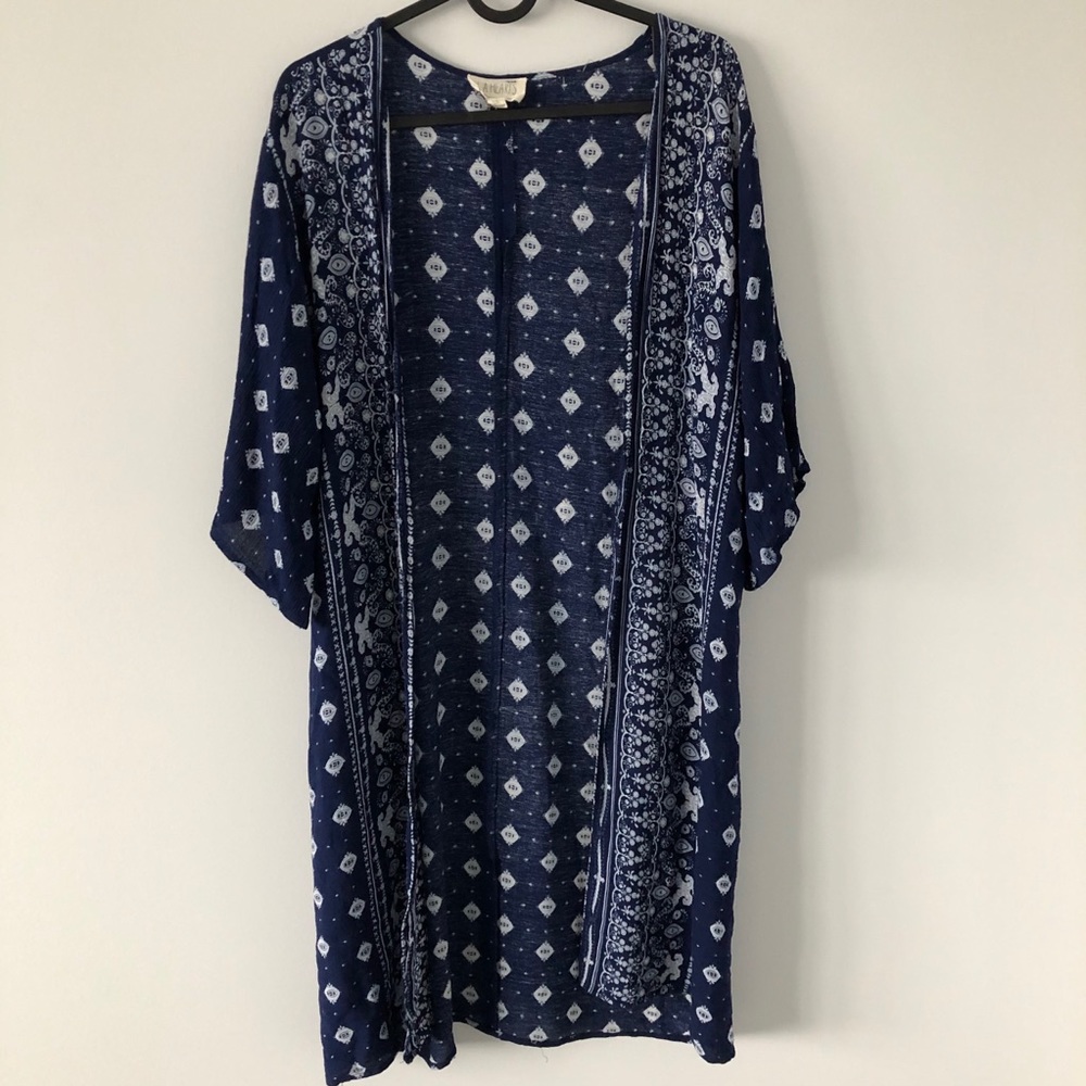 LA Hearts Navy Boho Kimono